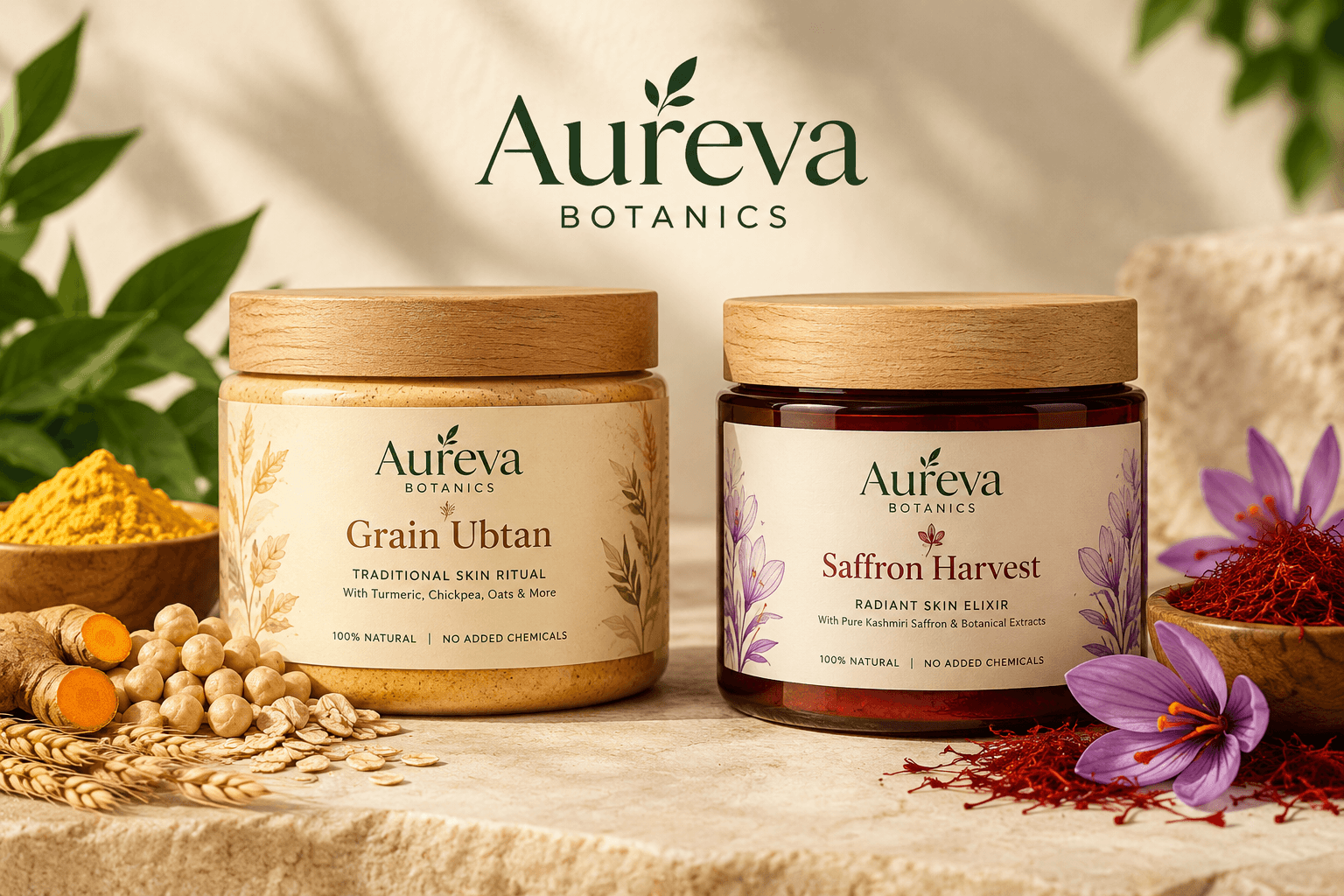 Aureva Botanics Grain Ubtan and Saffron Harvest